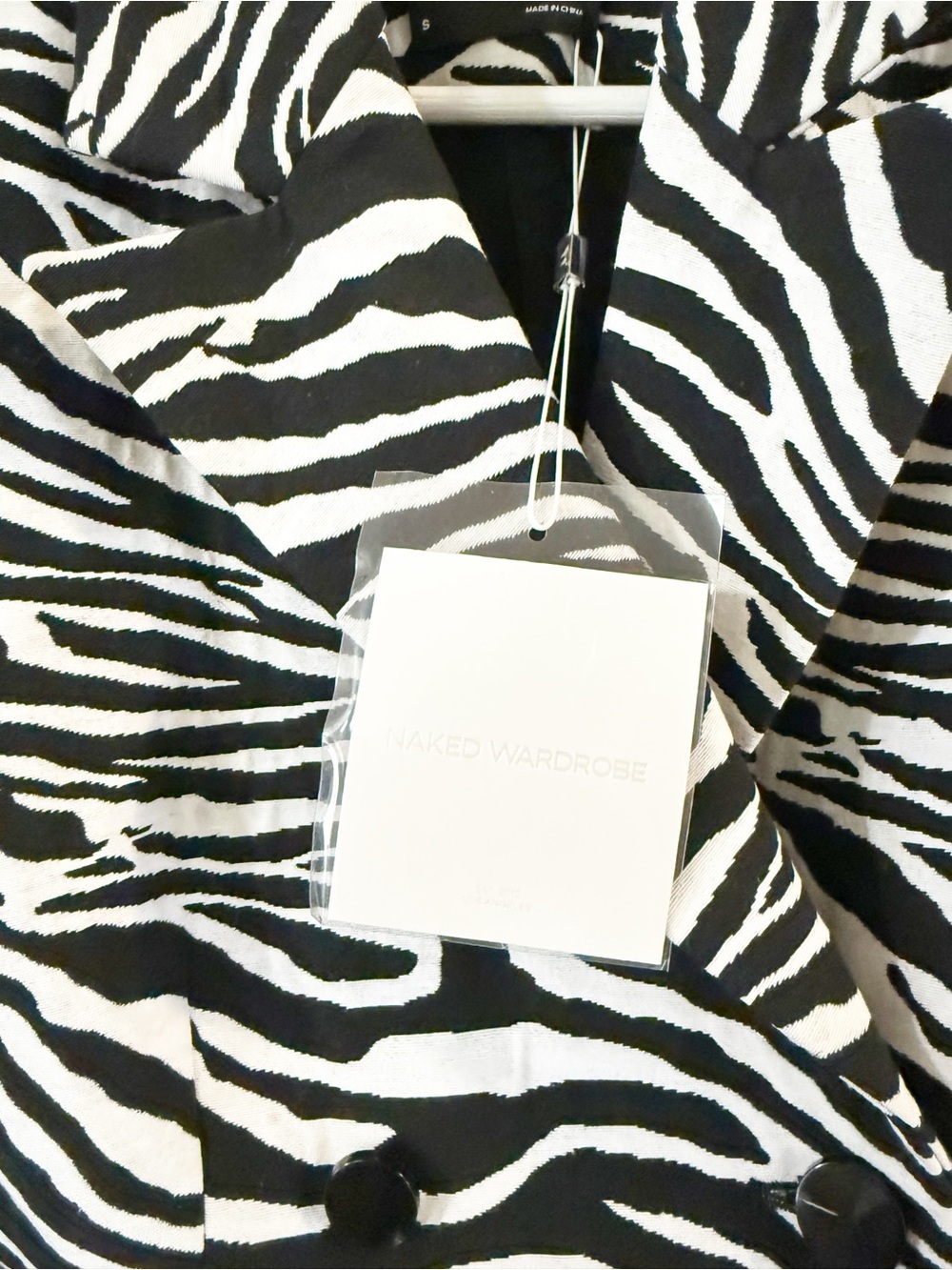 Naked Wardrobe Suiting Zebra Animal Print Jacquard Blazer Dress Jacket Small NEW - Picture 11 of 13
